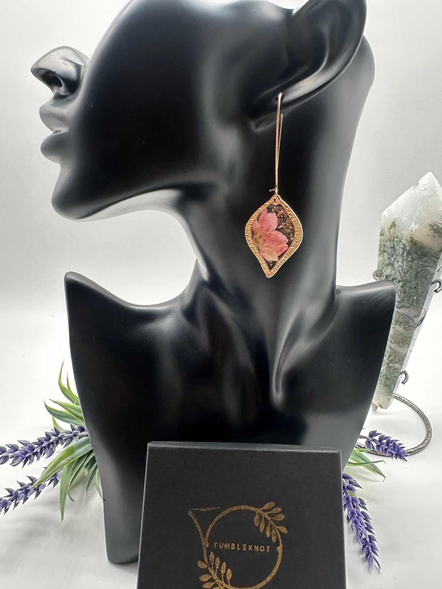 Pink - Gold Dangle Earrings